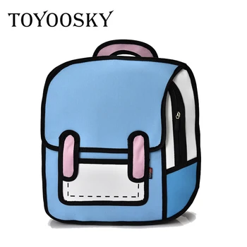 

Women Backpack 3D Jump Style 2D Drawing Cartoon Back Bag Comic Messenger Tote Fashion Cute Student Bags Unisex Knapsack Bolsa