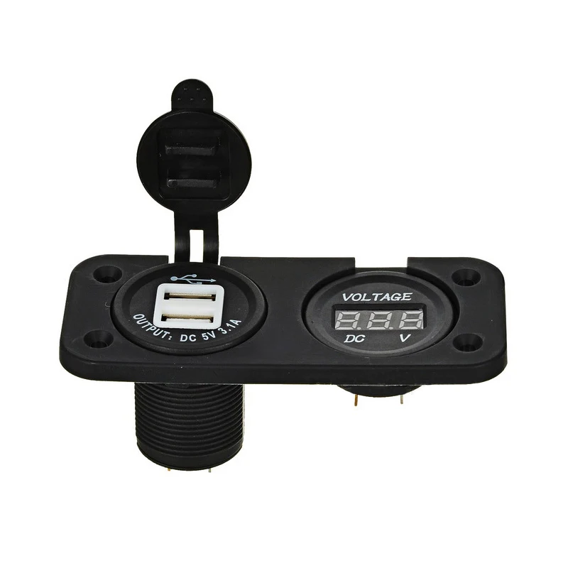 Водонепроницаемый Мотоцикл вольтметр автомобильное USB зарядное устройство 3.1A Адаптер зарядного устройства с двойным USB с 6-33V Вольтметр(12-24 V