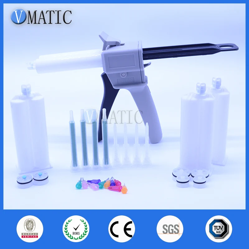 

Free Shipping AB Glue Cartridge 2:1 1:1 Universal 50ML Manual Dispense Gun with Mixing Nozzle