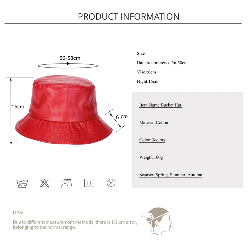 Women's Fashion PU Leather Fishing Hat 