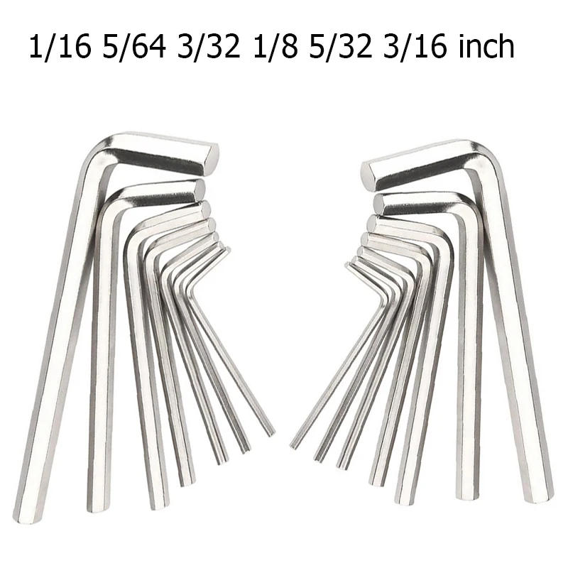 1/5/10PC L-förmiger Sechskant-Inbusschlüssel 1/16 5/64 3/32 1/8 5/32 3/16 Zoll Kohlenstoffstahl-Inbusschlüssel