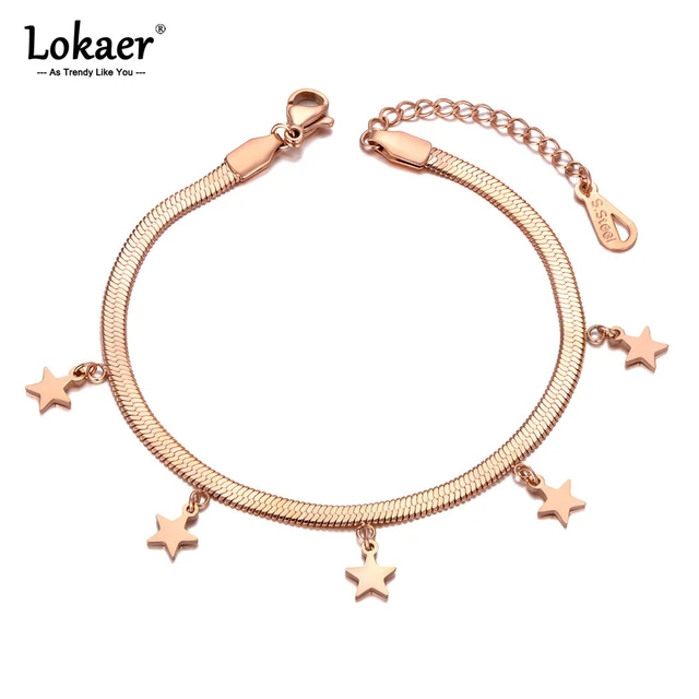 CHOKER Charm Bracelets for Women Gold Plated Snake Chain Heart Shape Smile  Rhinestone Beads Charming Girls Mom Gift