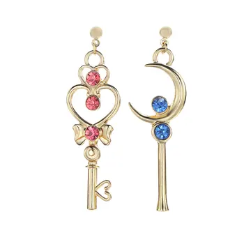 

20 pairs Sailor Moon Earrings Women Girls Crystal Moon Magic Wand Heart Stud Earring Anime Jewelry Costume Accessories Wholesale
