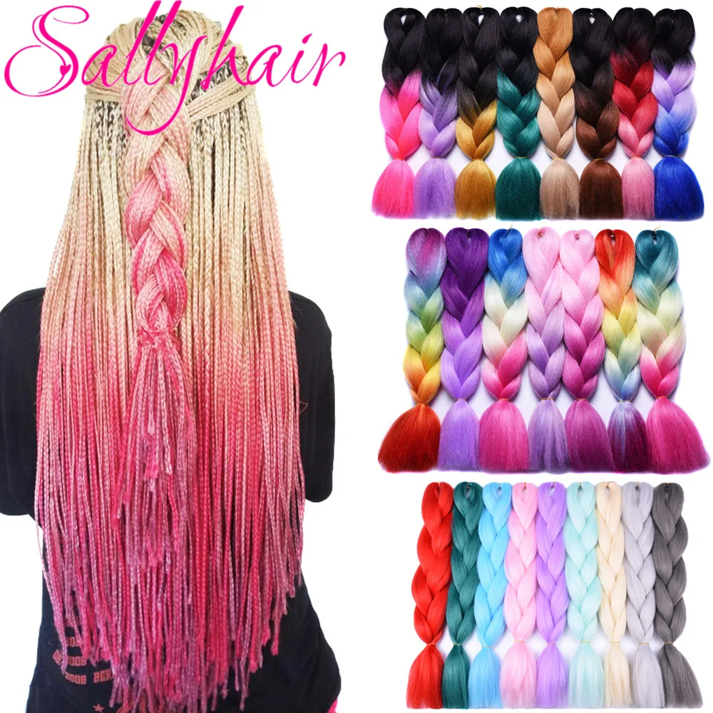 

Sallyhair Blonde Pink Ombre Braiding Hair High Temperature Synthetic Jumbo Braids Bundles Bulk Soft Yaky Hair Extensions