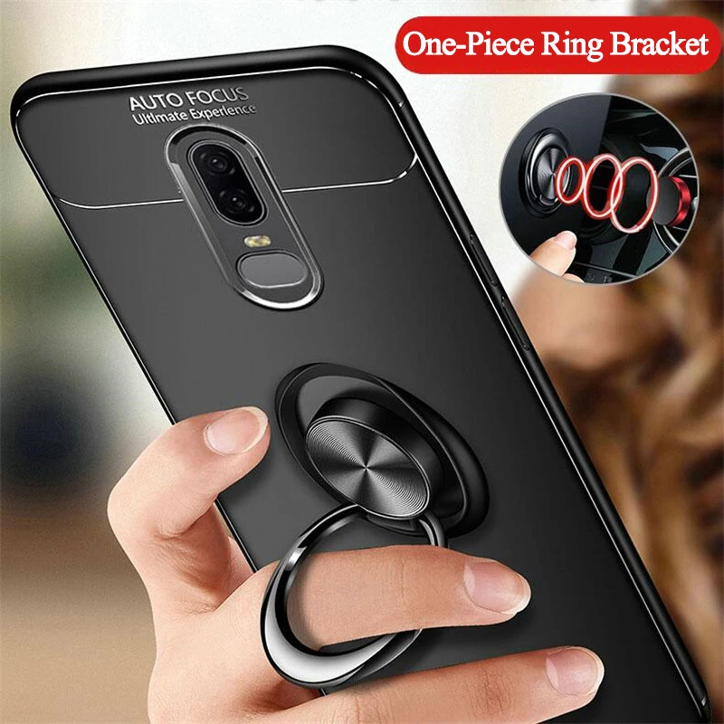 

Ultra-thin Silicone Phone Case For Oneplus 6 6T 7 7Pro 7T Cover With Finger Ring Magnetic Stand For Oneplus 7T Pro Coque Funda