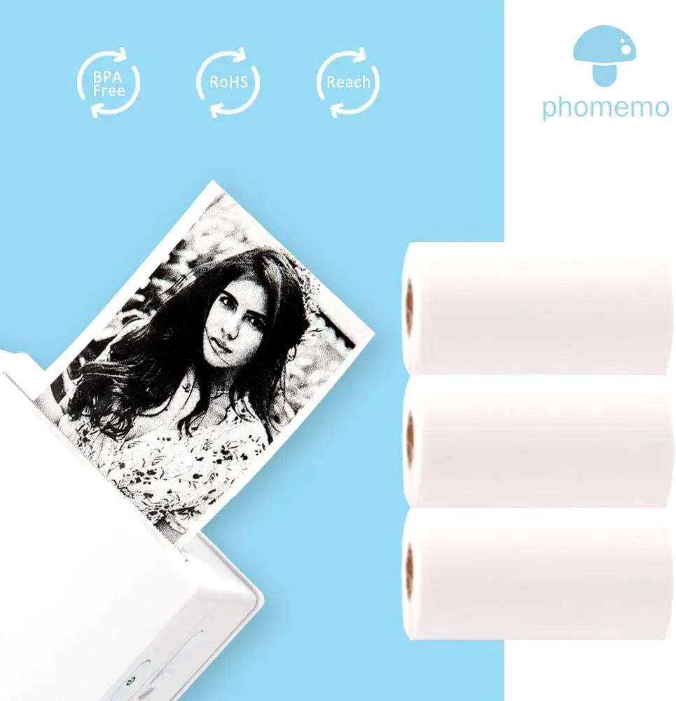 Phomemo Printer Paper White Self-Adhesive Thermal Labels, for Phomemo  M02/M02 Pro/M03/M02S Pocket Bluetooth Thermal Printer, 50mm x 3.5m, 3 Rolls  Tags