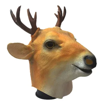 

NewSimulation Animal Sika Deer Creative Environmental Protection Deer Latex Mask Halloween Masquerade Party Headgear