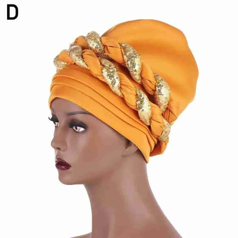 african wear for women Women Headtie Gele Shinning Sequins Turban Cap African Women Head-wrap Cap Auto Gele Nigerian Turban Gele Latest Hot Selling african outfits for women