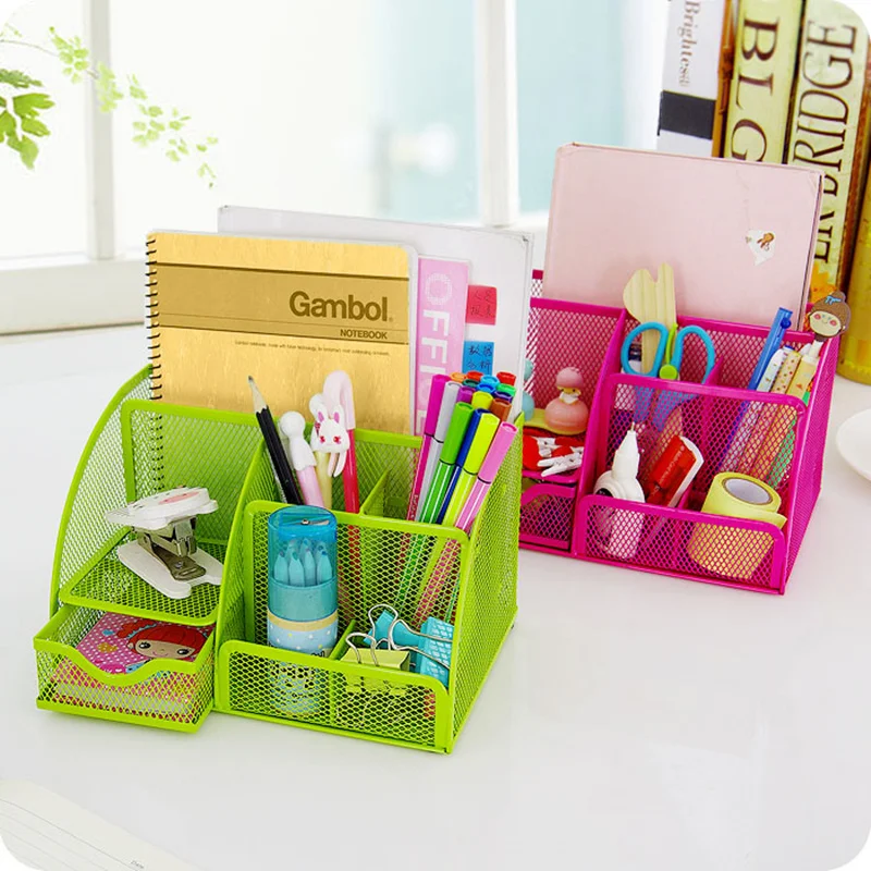 

Multi-function Metal Iron Desktop Storage Box makeup organizer drawer Stationery pen holder Office Supplies home storage
