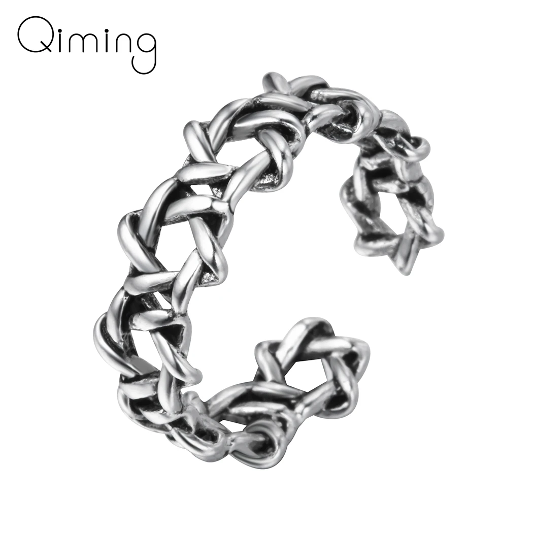 Thai Fashion Hexagram Open Ring For Men Women Hollow Star Of David Chanukah Jewish Adjustable Vintage Ring Male Gift