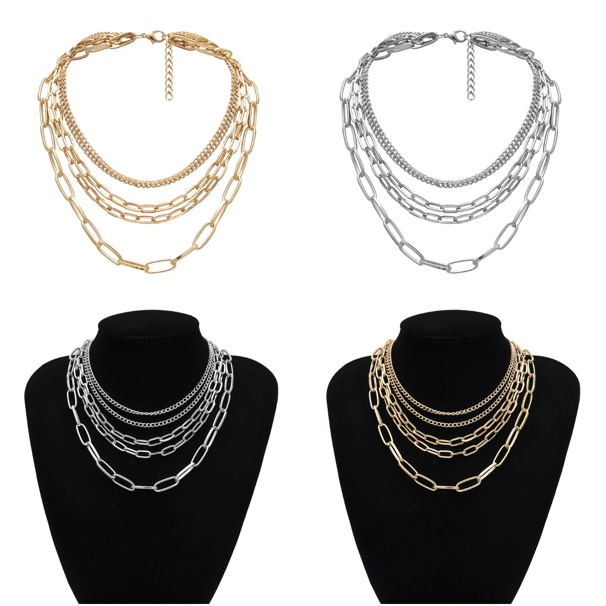 Gothic Multi Layer Baroque Pearl Chunky Chain Necklace Collares Punk Heart Pendant Choker Festival Couple Jewelry | Украшения и