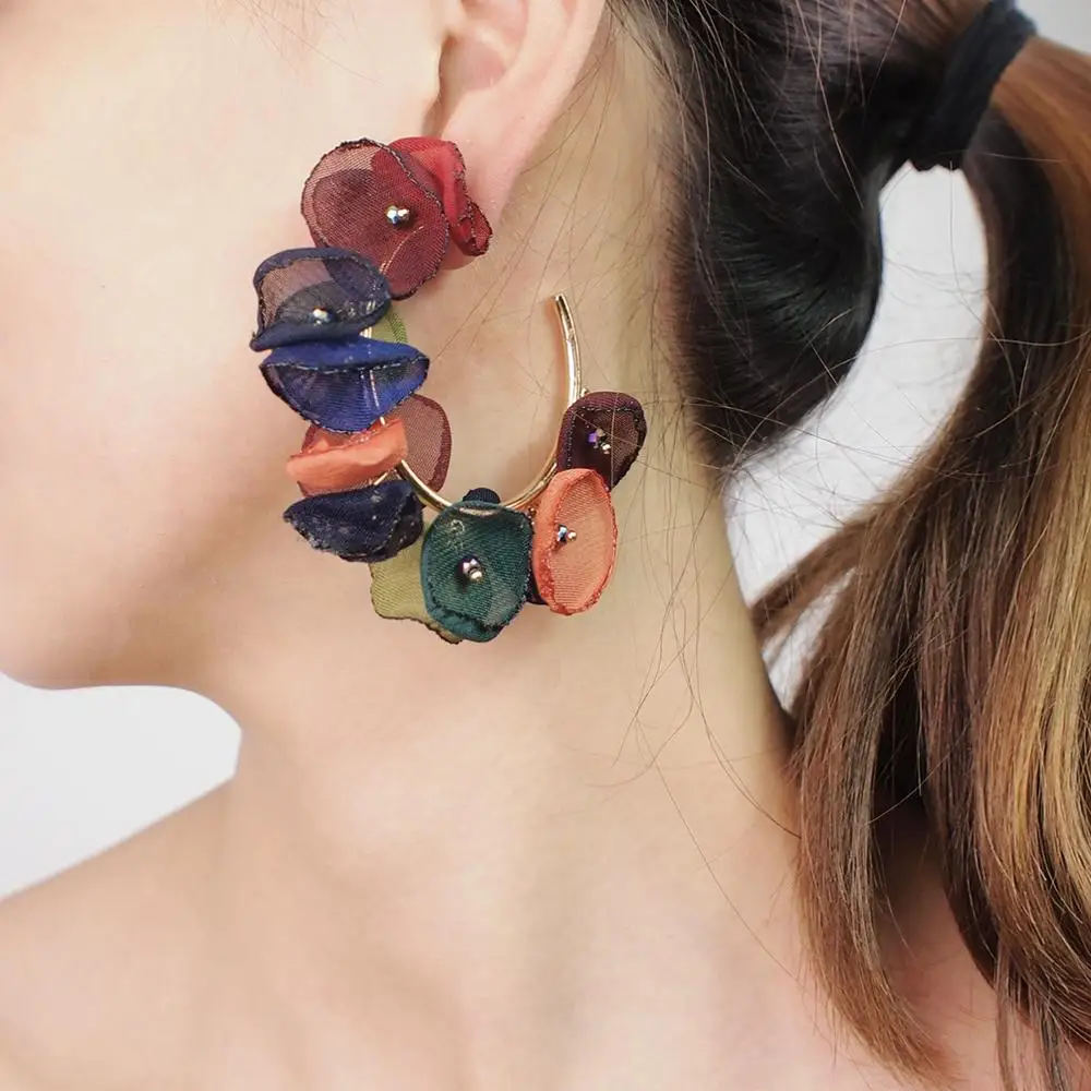 MANILAI, Модные металлические кольца, кружевные цветы, сережки-гвоздики большие, геометрические серьги для женщин, богемное ювелирное изделие, очаровательные женские украшения