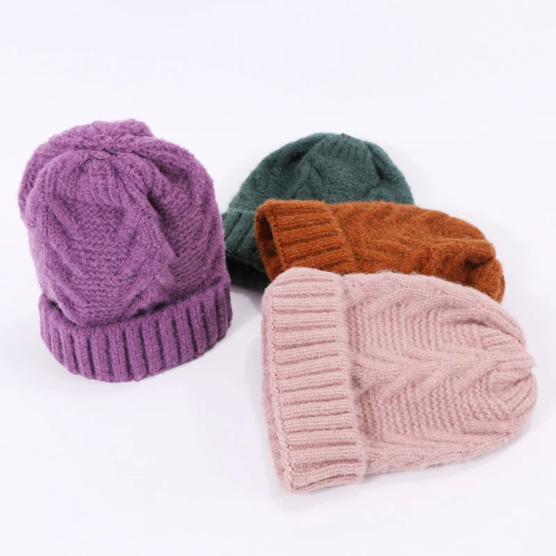 Женская шляпа, вязаная шапка Skullies, осенне-зимняя теплая мягкая вязаная шерстяная шапочка, шапка, Повседневная однотонная модная уличная разноцветная