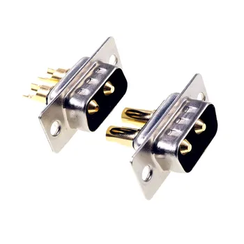

2pcs D-Sub Connector 30 A High Power 2 Position 2 Pin Combo Plug Male Pins Machined 2W2 Gold Panel Mount Wire Solder
