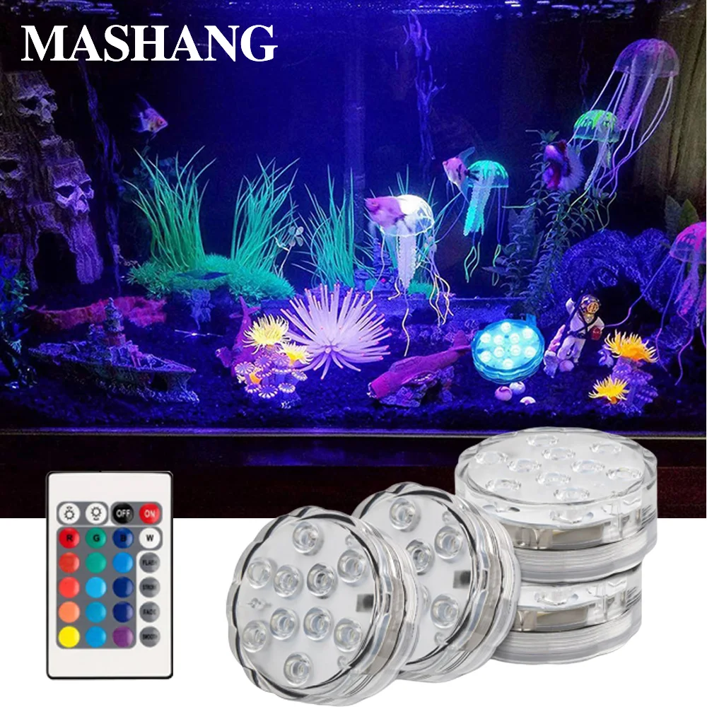 

LED waterproof light RGB underwater light remote control battery powered IP68 diving light underwater night light fish bowl bowl