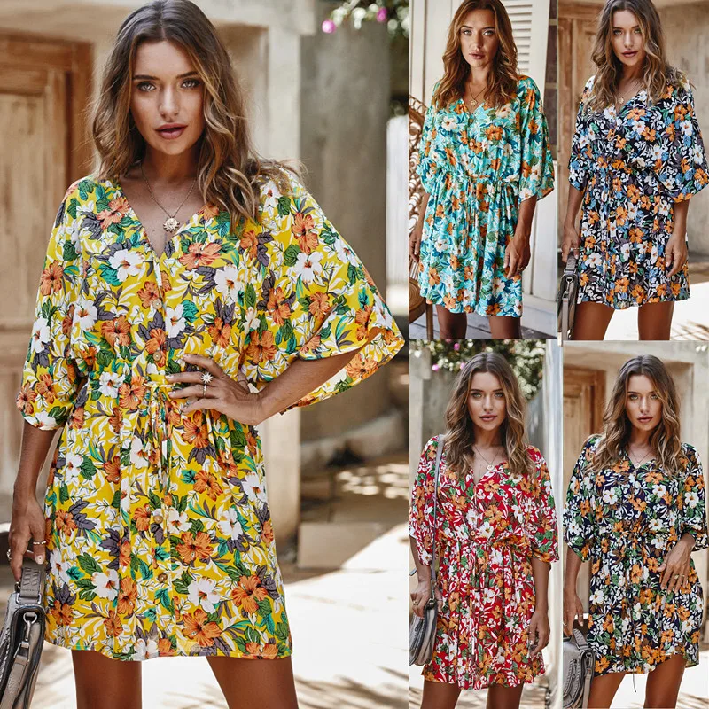 

Autonomous Photo Shoot Europe And America Fashion Printed Element WOMEN'S Dress 2020 Spring Dress Women's Hot Selling