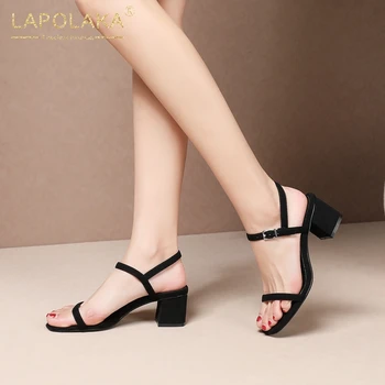 

Lapolaka Brand New 2020 Large Size 43 Chunky Heels Summer Sandals Woman Shoes Buckle Strap Concise Shoes Women Sandals