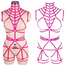 Горячая жгут белье Пояс Bralette готический панк Топ подвязки ремни всего тела нижнее белье Связывание талии подтяжки размера плюс для танцев на шесте