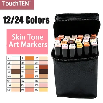 

12/24 Colors Skin Tones Set Art Markers Brush Pen Sketch Alcohol Based Markers Dual Head Manga Drawing Pens