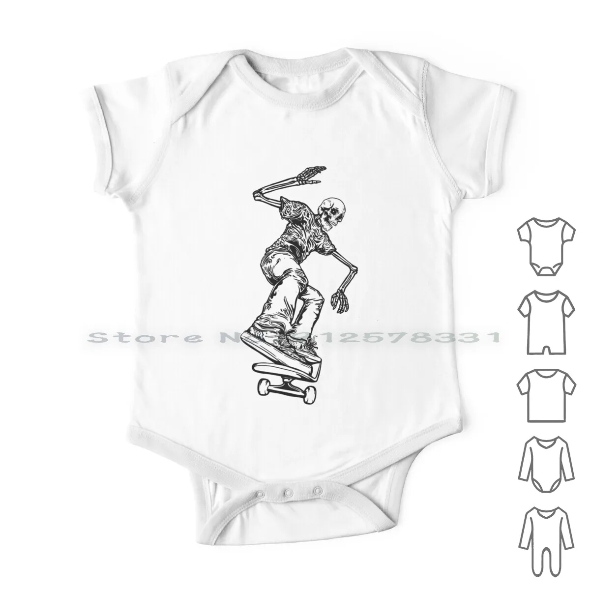 

Skateboarding Skeleton Newborn Baby Clothes Rompers Cotton Jumpsuits Skull Skeleton Bones Skater Skateboarding Skateboarder