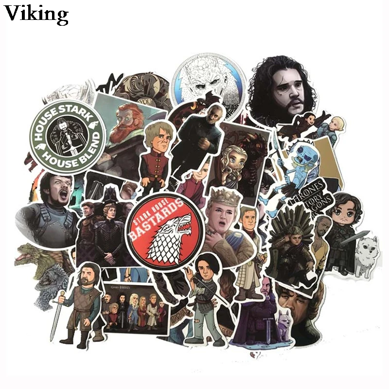 

61Pcs/set Game of Thrones Stickers PVC Stickers Cool Stickers For Skateboard Scrapbooking Sticker Laptop Car Decals G0562