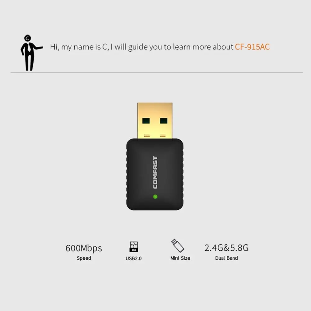 Беспроводная сетевая карта двухдиапазонный USB 600M 2,0 WiFi адаптер для рабочего стола