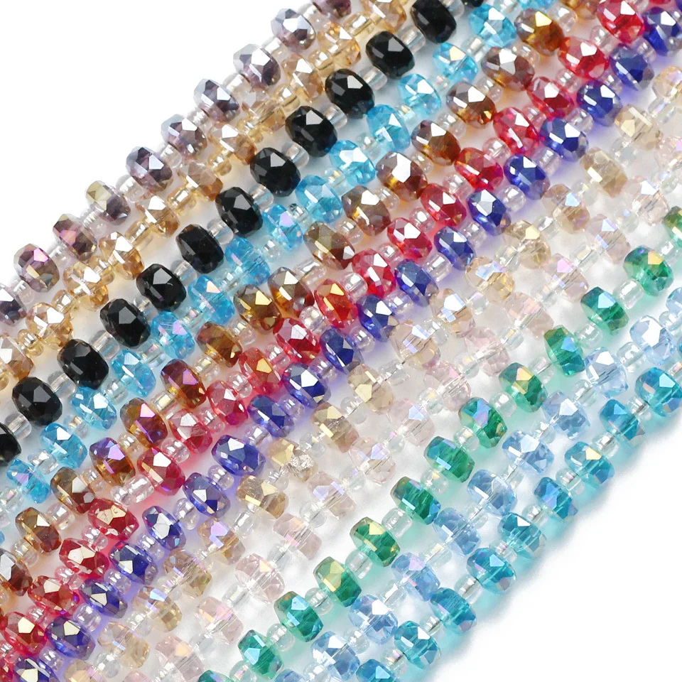 JHNBY бусины в форме колеса с австрийскими кристаллами плоские круглые 4x6 мм 50 шт. стеклянные бусины для изготовления ювелирных изделий браслет ожерелье для женщин DIY
