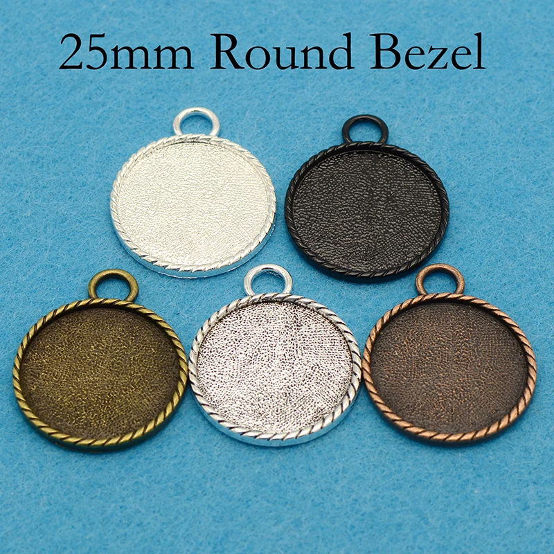 50 - 25mm Round Pendant Setting Rope Trim Bezel Blank Tray Cabochon Resin Frame | Украшения и аксессуары