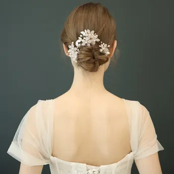 

Newest Fashion Bridal Hairpins Clips Handmade Wedding Hair Accessories Jewelry Beads Headpieces Crystal Hair Pins For Women
