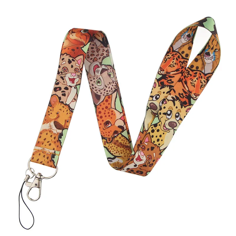 PC225 животное лиса Леопардовый брелок Lanyards держатель удостоверения личности ID карта Пропуск Тренажерный зал мобильный телефон USB бейдж держатель ключевой ремень