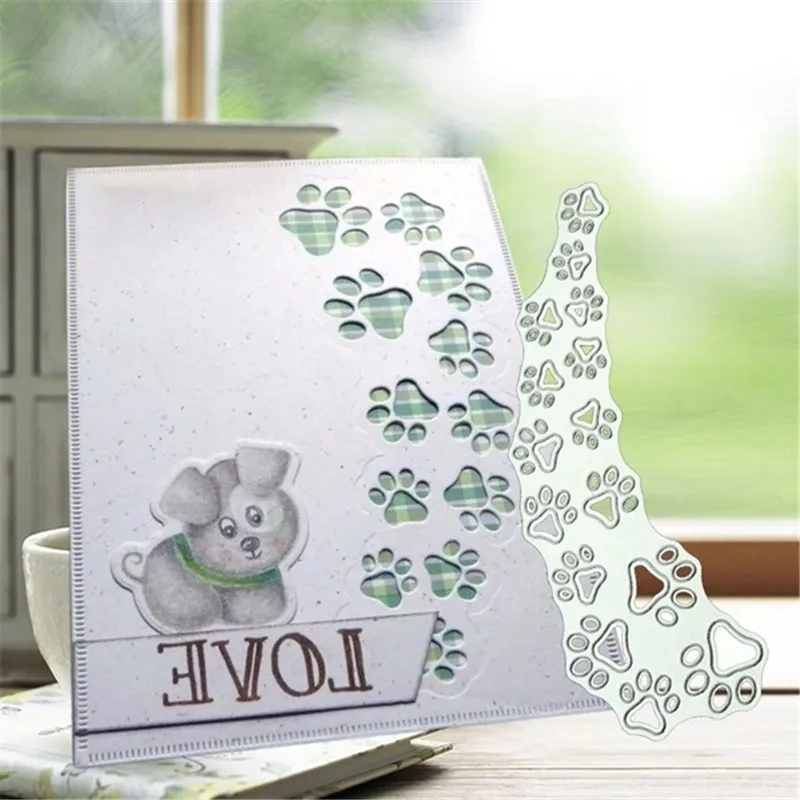 12.5*5cm Dog Paw Metal Cutting Dies Frame Die Cut Craft Embossing Card Making Christmas DIY Card Photo Album Decoration