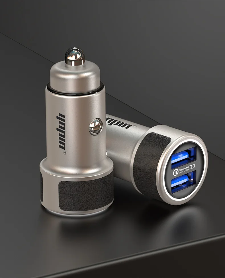 Manufacturers Direct Selling Fine Copper Dual-Port QC3.0 Fast-Charging Car Charger Gift Customization Double USB Multi-functiona