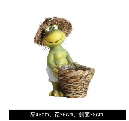 Статуя двор балкон ваза фигурки украшение для дома Mr Frog носить соломенную шляпу - Цвет: 3