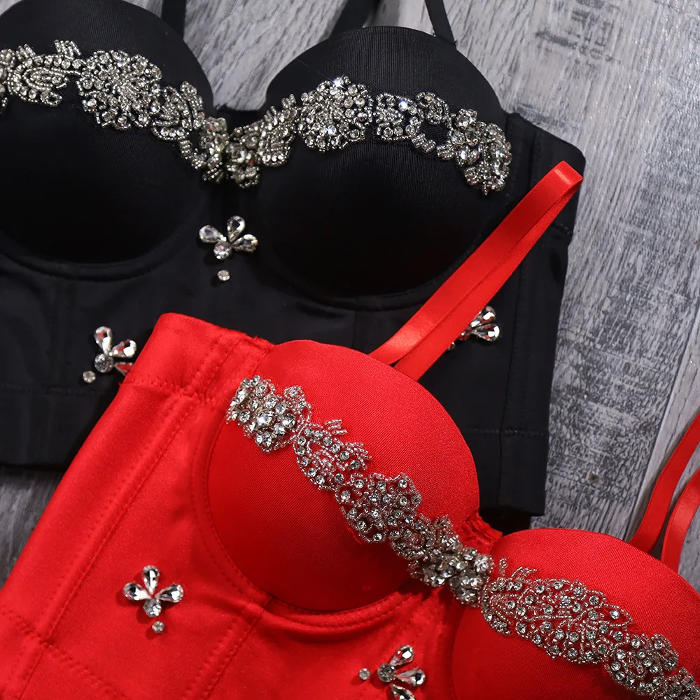 A1050 Korean Party Wrapped Chest Slim Pad Fish Bone Camisole Women New Sexy Small Steel Bustier Corset Vest Crop Tops