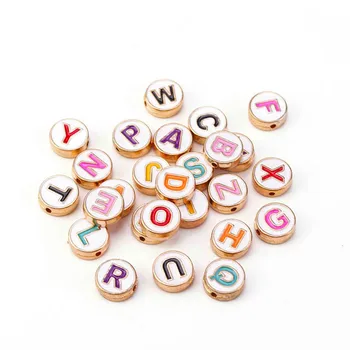 

20pcs Copper Alphabet Letter Double Face Enamel Charms Gold color pendants jewelry making Handmade craft ccessories Wholesale