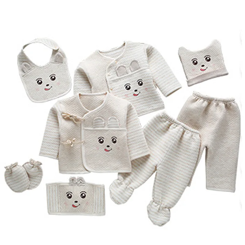 8pcs/set Infant Clothes 0-3M Newborn Baby Suits Toddler Clothing Sets Kids Boys Girls Suit Thermal Organic 100% Cotton Soft