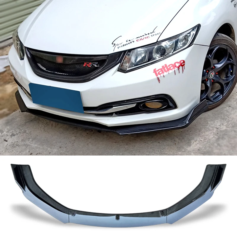 

Front Bumper Spoiler Protector Plate Lip Body Kit Carbon Surface Car Decorative Strip Shovel For Civic Hybrid Si Sedan 2012-2014