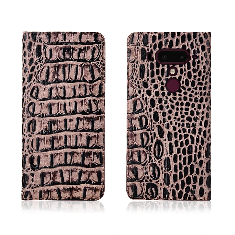Crocodile pattern genuine leather magnetic case card slot holder for HTC U12 Plus/HTC Desire 12 Plus phone bag funda flip cover | Мобильные