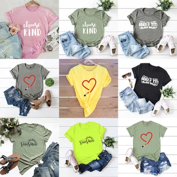 

Plus Size S-5XL New Spoof Letter Printed T-shirt Ladies 100% Cotton O-neck Short Sleeve Summer T-shirt Tops Casual T-shirt