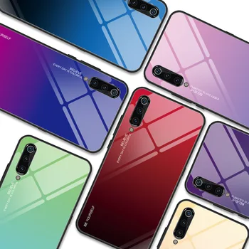 

30pcs Gradient Color Soft TPU Edge Hard Case Back Tempered Glass Anti-Scratch Cover For Xiaomi Note 9 Pro 9S 8 8A 8T 7 7A K30