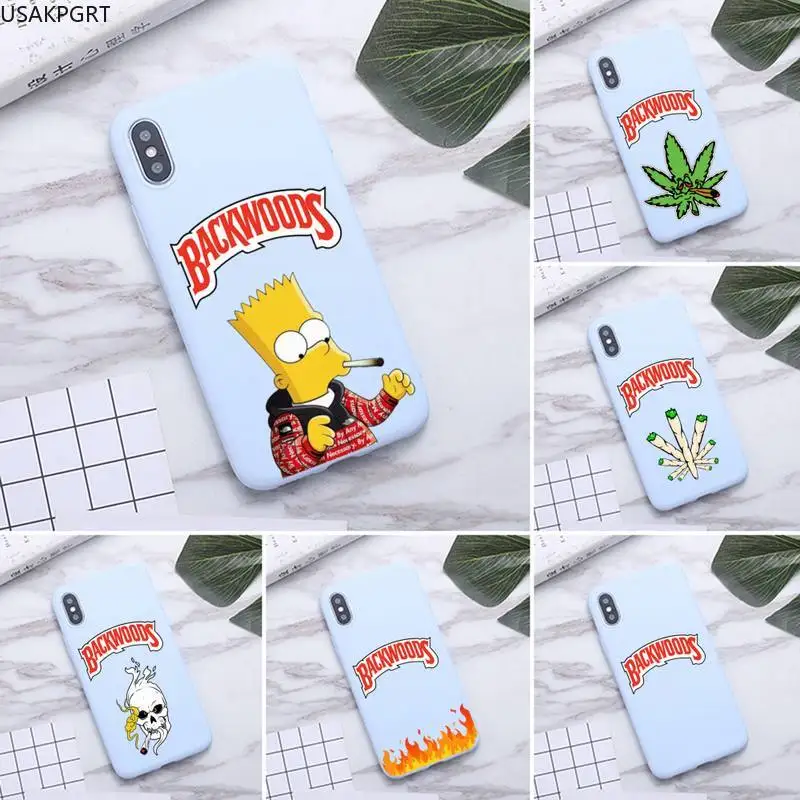 

backwoods high weed Simpson Flame skull smoking Phone Case for iPhone 11 Pro Max X XR XS 8 7 6s Plus Candy purple Silicone Cases