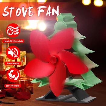 

Christmas Fireplace 4 Blade Heat Powered Stove Fan komin Log Wood Burner Eco Friendly Quiet Fan Home Efficient Heat Distribution