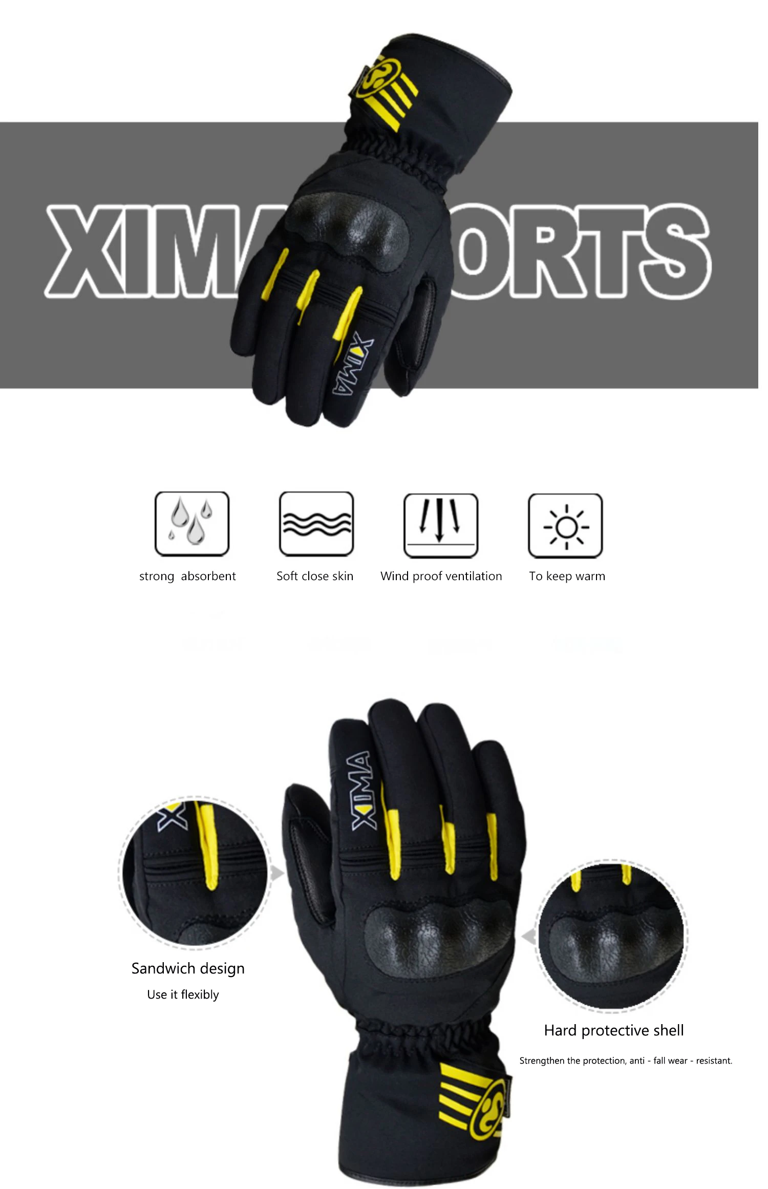 XIMA-78202 флисовые перчатки мужские для езды на мотоцикле зимние теплые ветрозащитные водонепроницаемые указательные наконечники с сенсорным экраном