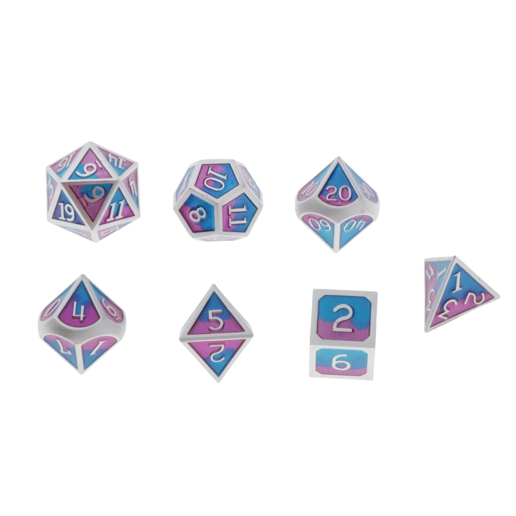 7pcs Embossed Metal Multi-sided Polyhedral Dice Set for Dungeons and Dragons Dice MTG DND RPG Table Games Board Game D20 D12 Set