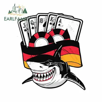 

EARLFAMILY 13cm x 11.2cm for Poker Shark Germany Car Sticker Vinyl Personality Waterproof Window JDM Assessoires Trunk Decal