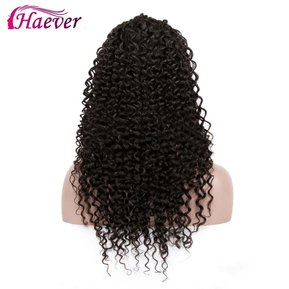 Haever Kinky Curly парик фронта шнурка человеческих волос парики 13x4 предварительно выщипанные бразильские новые волосы 180% Плотность фронтальный парик шнурка Haever Virgin
