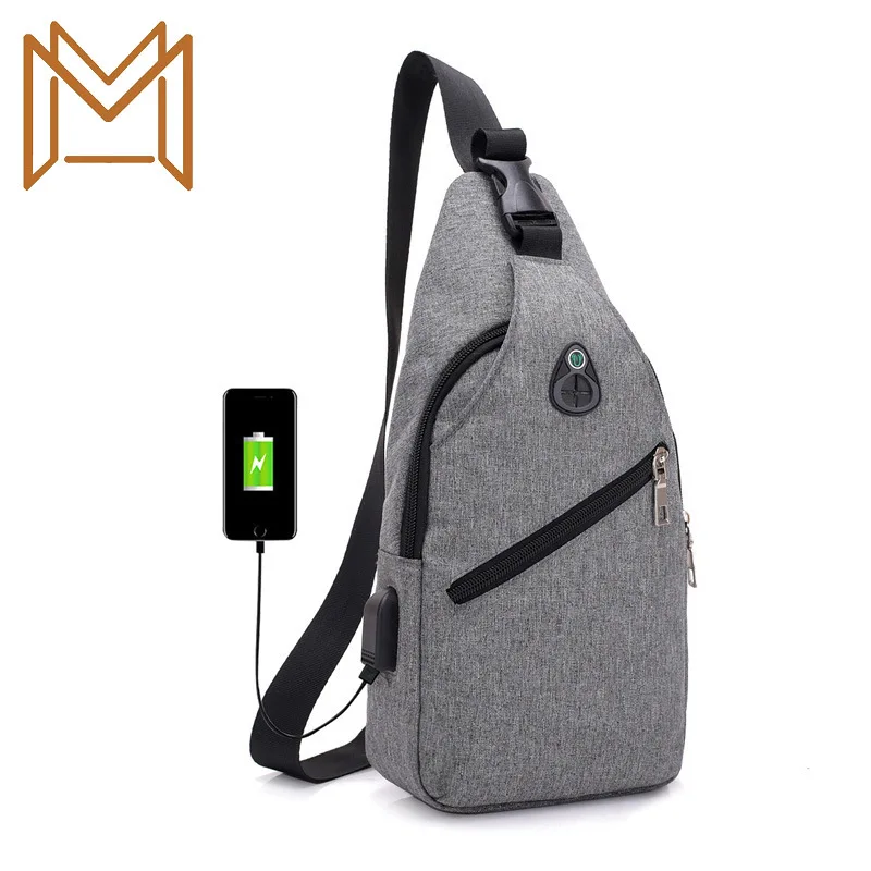 

2019 Man Chest Package Usb Charge Leisure Time Oblique Satchel Tide Oxford Cloth Single Shoulder Package Male Oblique Cross