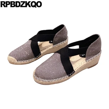 

round toe sandals glitter prom shoes 2019 medium heels handmade gun color silver size 4 34 pumps women wedge sparkling evening