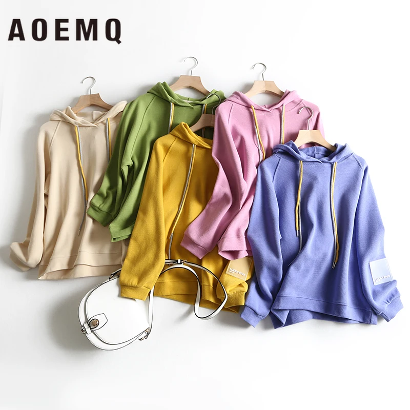 AOEMQ модные свитера 5 однотонных цветов толстый теплый осенний спортивный свитер с капюшоном непромокаемый свитер для дождливого дня Женская одежда