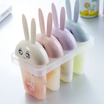 

4 Grid Rabbit Popsicle DIY Ice Cream Molds Cool Freezing Tray Frozen Popsicle